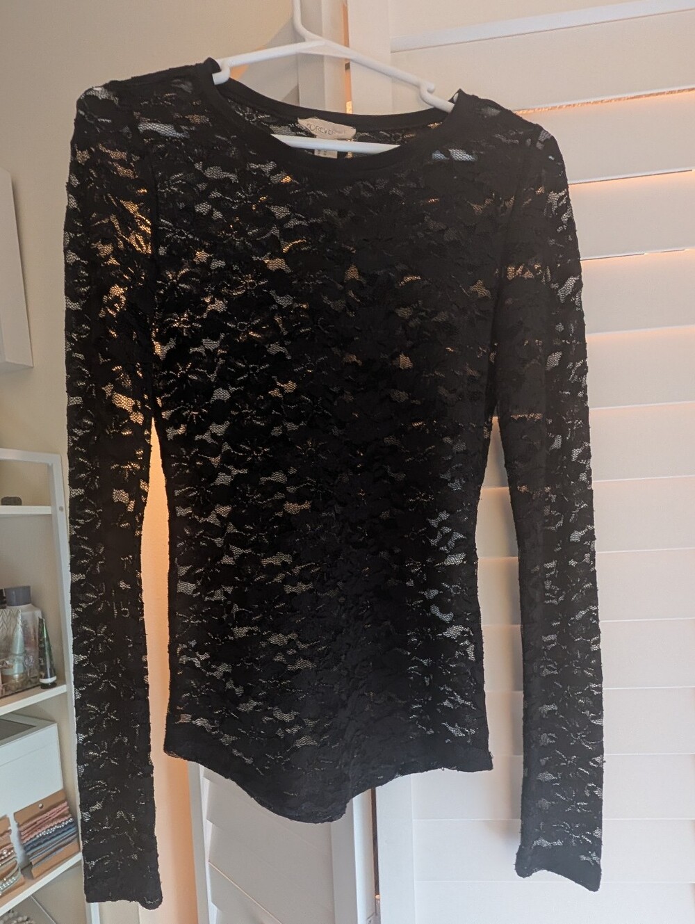 Forever 21 Black Lace Long Sleeve Top